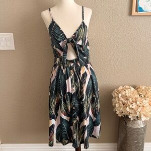 Tropical Leaf Print Dress